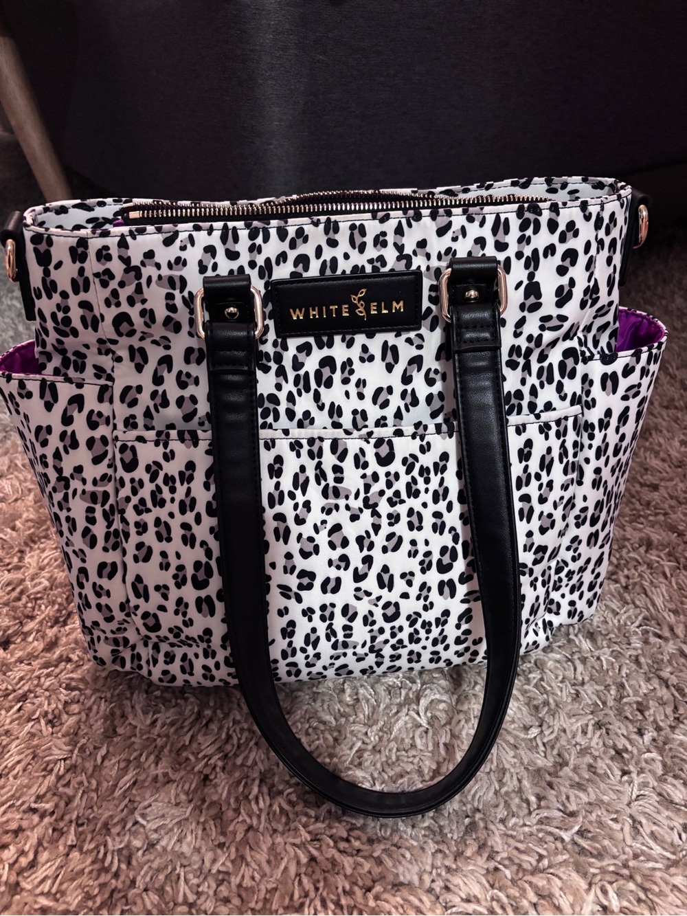 White Elm Black & White Leopard Print Tote Bag